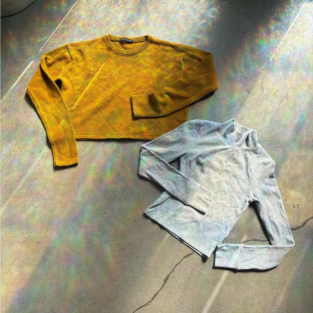 BUNDLE American Eagle Ribbed Turtleneck Gray & brandy Melville mustard sweater